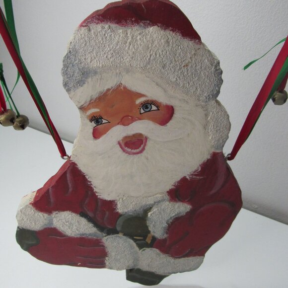 Vintage Wooden Santa Christmas Hand Painted Wall Door Hanging Decor - Picture 8 of 8